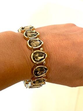 Gold-Tone Bracelet with Smoky Gray Stones